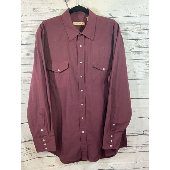 Roper Western Style Mens Shirt in Size XL Burgundy - Picture 1 of 8
